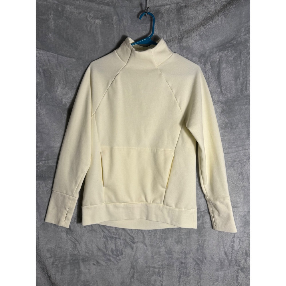 Fabletics light yellow Mock Neck Thumbhole Sweatshirt  XS‎ front pocket